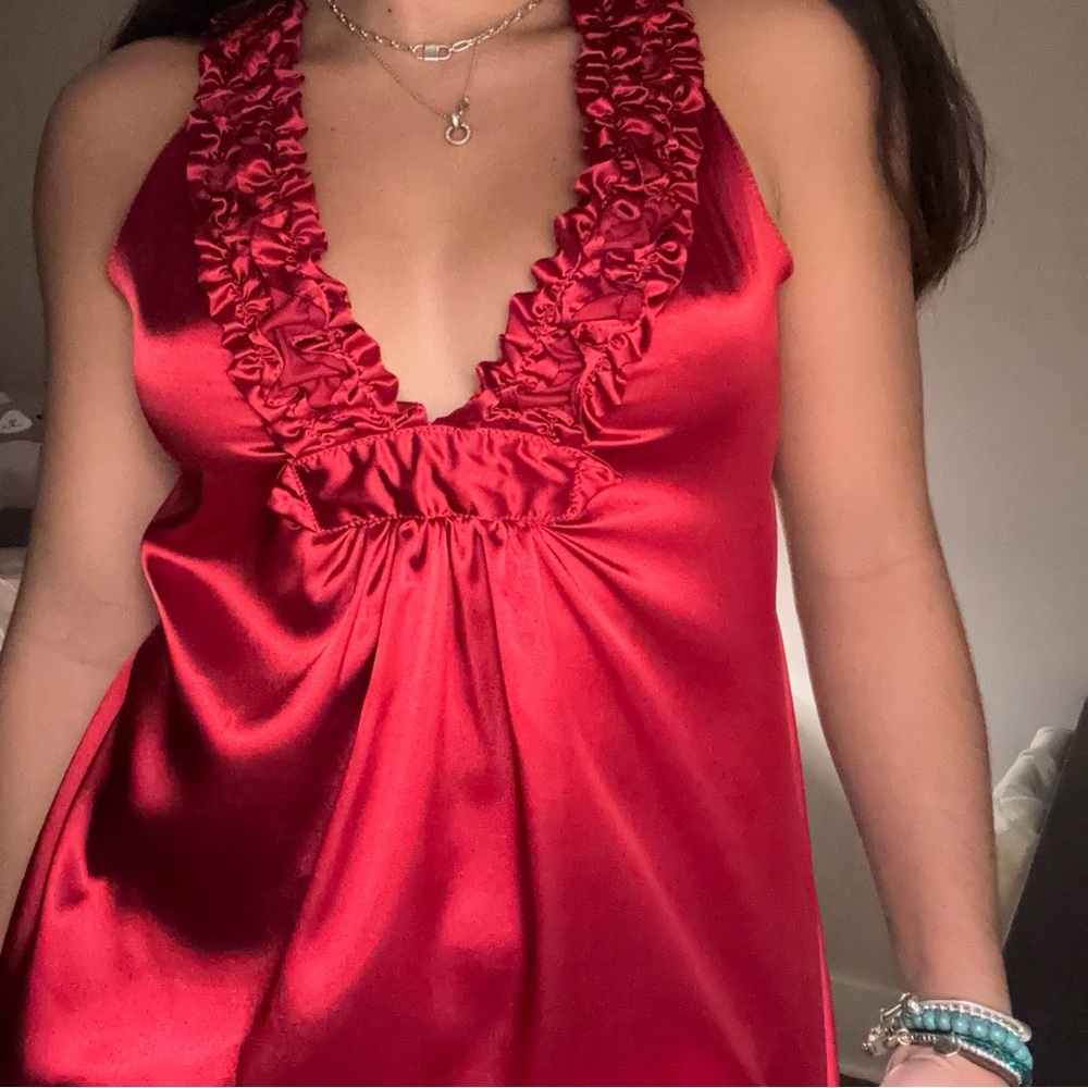 Red Satin Mini Dress